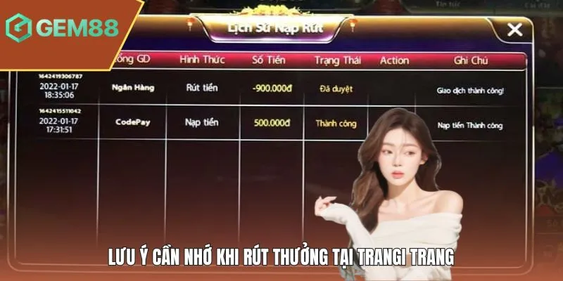 Lưu ý cần nhớ khi rút thưởng tại trang